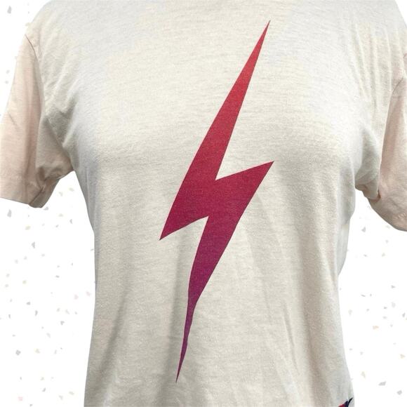 Aviator Nation Almond Bolt Fade Boyfriend Tee Ombre Pink Purple Crop Top Size XS - Picture 3 of 7